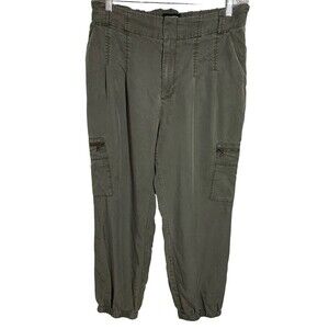 EXPRESS Women's Size Large Extreme High Rise Green Cargo Satin Jogger Pants